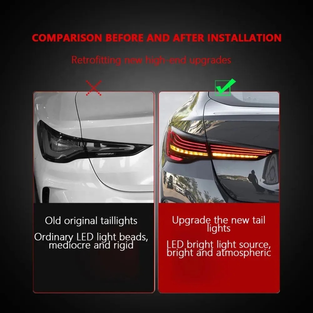 For 4 Series CSL 20-23 Tail Light Assemblies M4 Modified DRL Rear Taillight Flowing Turn Signal Floating Line Car Lamp